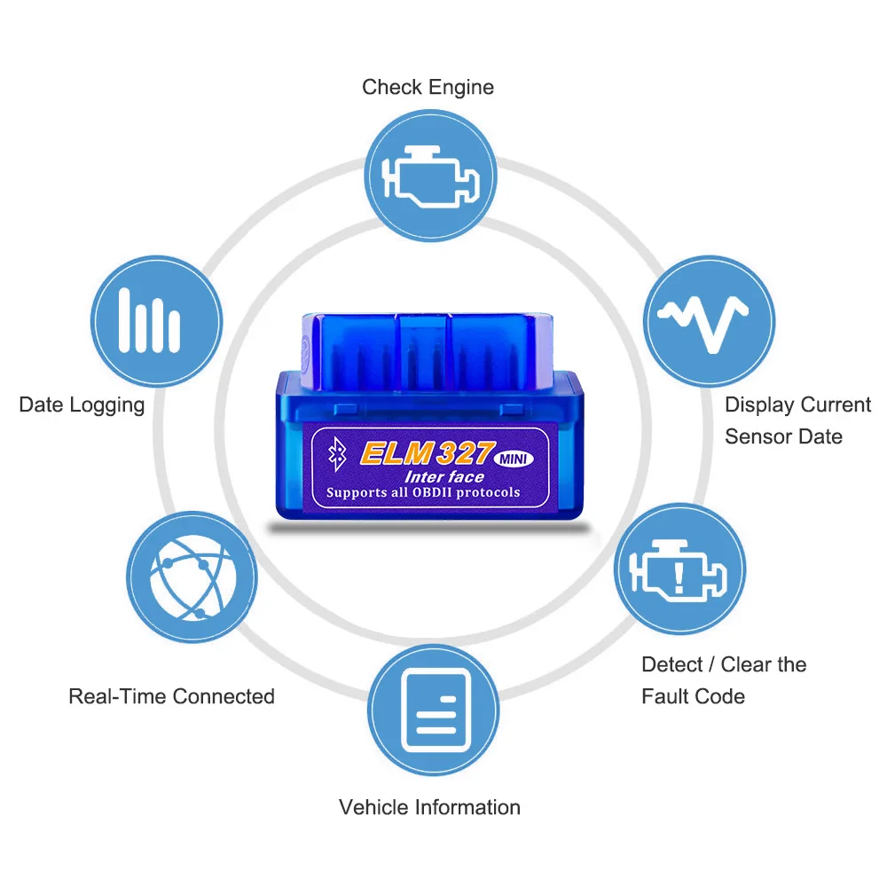 AOTSR Super Mini Elm327 Bluetooth OBD 2 V1.5 Elm 327 V 1.5 Car Diagnostic-Tool Scanner Elm-327 OBDII Adapter Auto Diagnostic