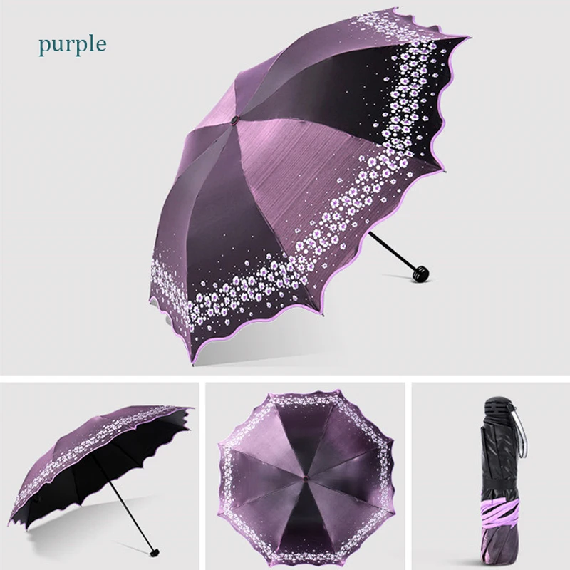 Paradise Full Blackout Color Flash Fabric Rain Umbrella Women Fashion Arched Princess Umbrellas Female Parasol Creative Gift