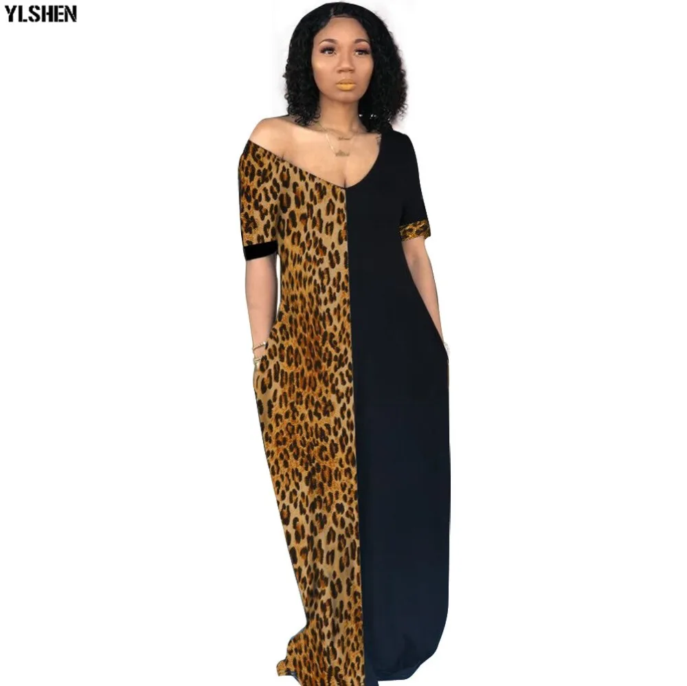 Осенние африканские платья для женщин 2019 новости модный халат длинное платье Леопардовый принт Bazin Vestidos Dashiki вечерние африканские платья
