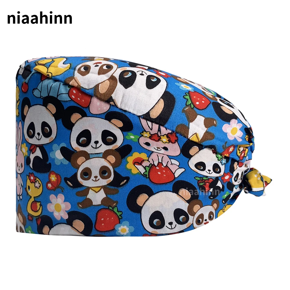 Adjustable Skull Cap Unisex Surgical Doctor Hat Hospital Nurse Scrub Pattern Print Cotton Breathable Dental Surgery | Тематическая