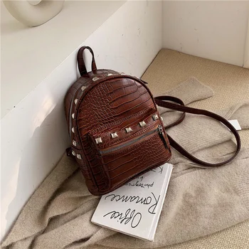 

Stone Pattern Backpack 2020 Winter New Ladies Bag Student Bag Solid Color Leather Girl Backpack Travel Backpack