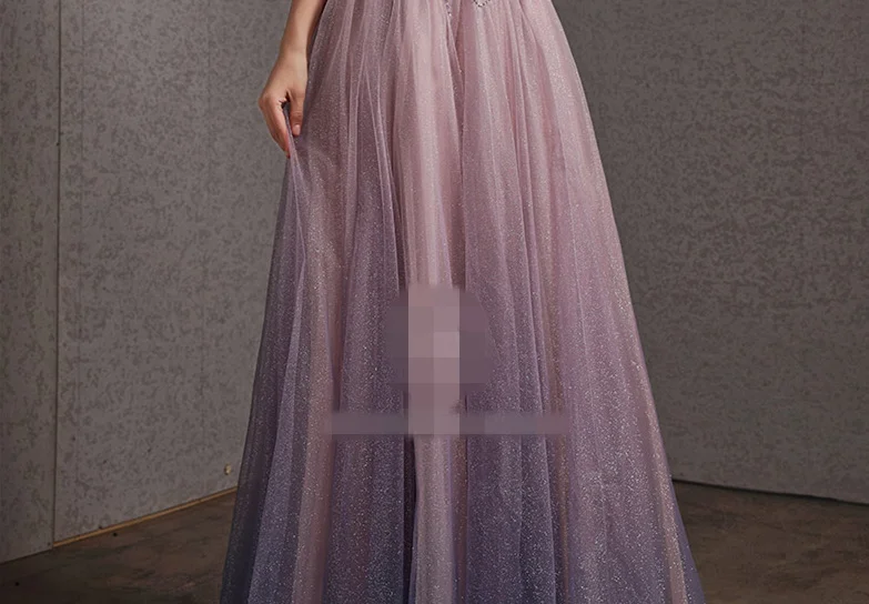 Это Yiiya вечерние платья фиолетового и розового цвета, вечернее платье с градиентом, элегантные длинные вечерние платья на бретельках,, платье с аппликацией, LF037