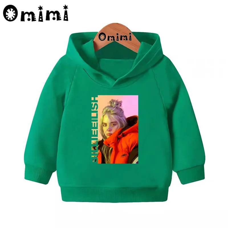 Ceny Dzieci Billie Eilish nadruk bluzy dziecięce bluzy z kapturem dla dzieci pulowerowe topy małe dziewczynki chłopcy jesienne ubrania, KMT4569