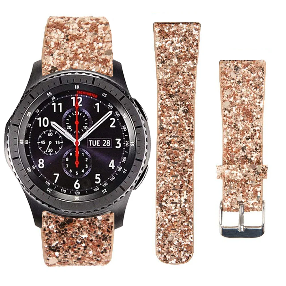 Кожаный ремешок 22 мм ремешок для samsung Galaxy Watch мягкий сменный Браслет из натуральной кожи ремешок на петлю 42 мм 46 мм - Цвет ремешка: Золотой
