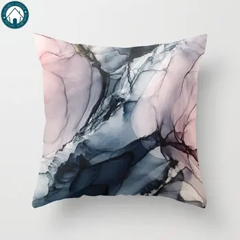

Blush Navy and Gray Abstract Calm Clouds Pillow Covers Cases Pattern Nordic Cover Cushion Pillowcase Square Print