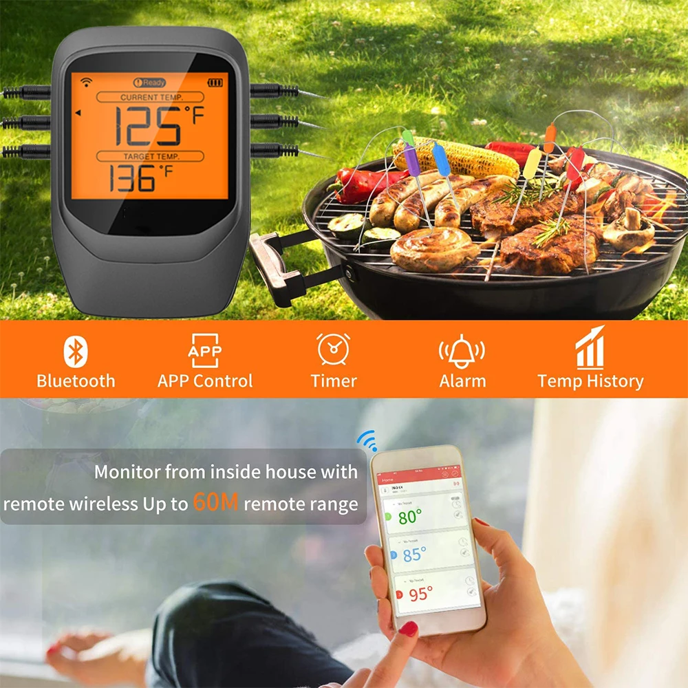 Meat Thermometers Household Thermometers With Bluetooth Lcd