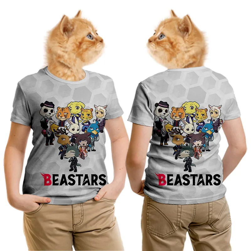 Новинка, WHOSONG 3D футболка с аниме BEASTARS, популярная одежда для мальчиков и девочек с изображением японских животных, уличная одежда для мужчин и женщин