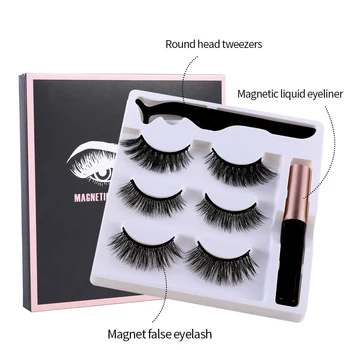 

Magnetic Eyelashes and Eyeliner Set Magnetic Eyelashes 3D Mink False Lashes Magnetic Eyeliner Waterproof Liquid Tweezers Set