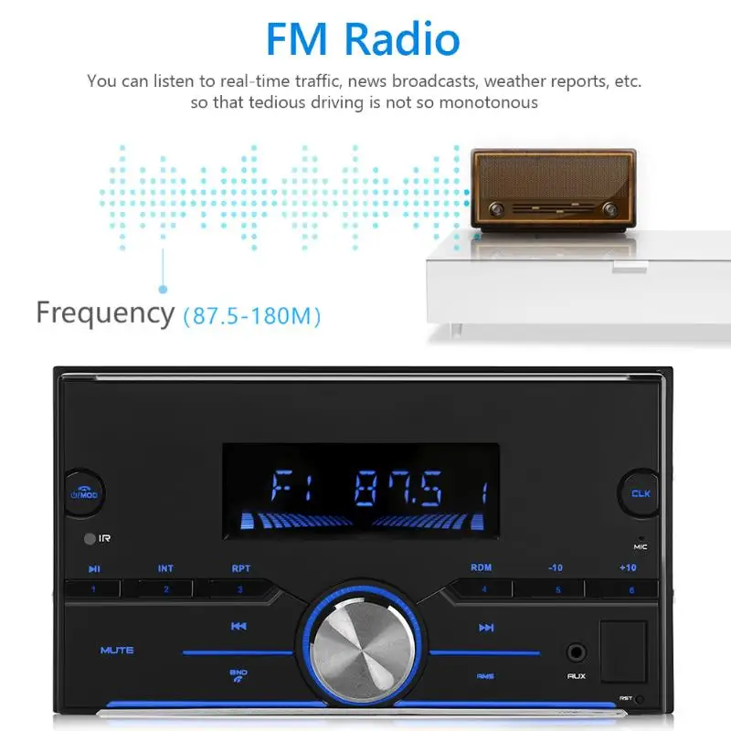 2 Din Autoradio Bluetooth Car Stereo MP3 Auto Multimedia Player Aux FM Input Radio Receiver 4*25W LCD Screen