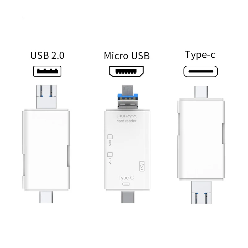 SD Card Reader USB C Card Reader 6 In 1 USB 2.0 TF/Mirco SD Smart Memory Type C OTG Flash Drive Cardreader Adapter card reader sd card reader