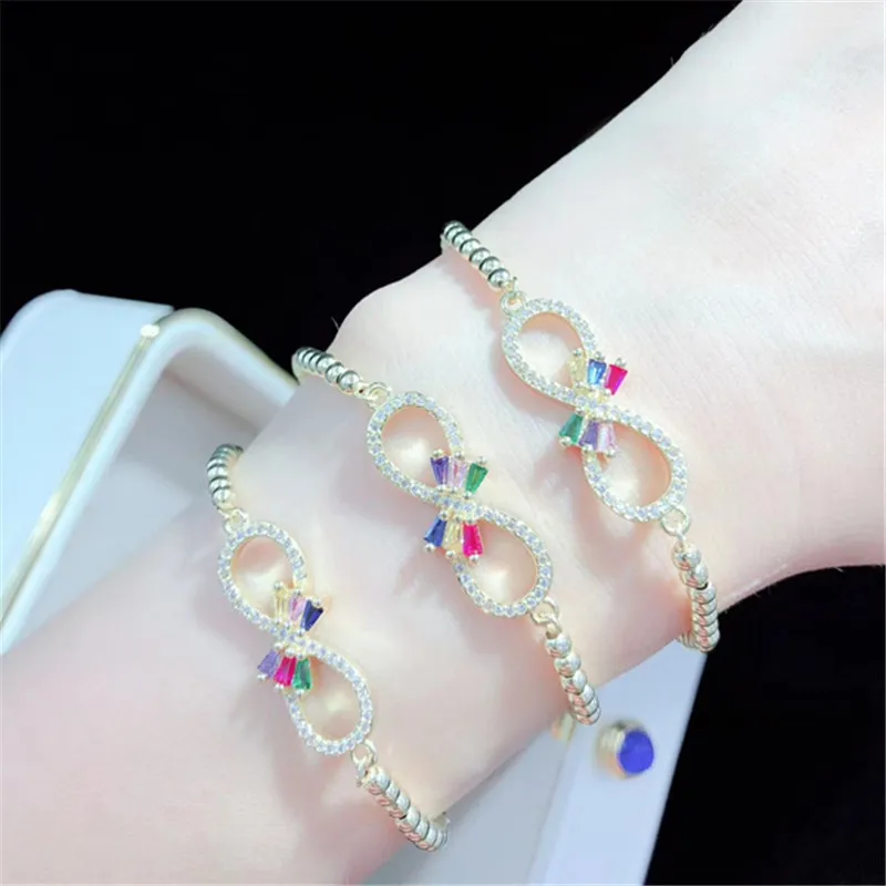10pcs/lot High Quality Brass Bracelet Pave CZ Infinity Adjustable Bracelet Fashion Jewelry