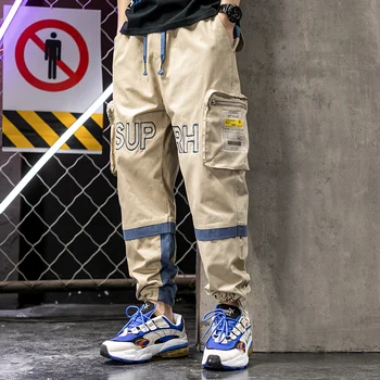 

2020 Pockets Cargo Pants Men Color Patchwork Casual Jogger Fashion Tactical Trousers Tide Harajuku Streetwear Man Sweatpants
