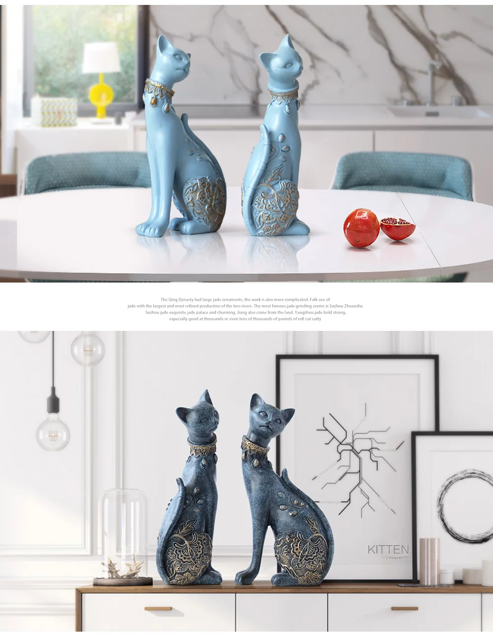 Фигурки котят из смолы набор из 2 Роскошный домашний декор для гостиной украшение офисного стола аксессуары животные статуя кота декоративные