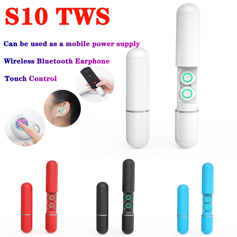 

S10 TWS Bluetooth 5.0 Earphone 3D Wireless Headset Stereo Sports Headset Waterproof Gaming Earphone with Microphone for Mobile