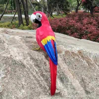 coloured red-blue feathers parrot turn head bird about 35cm hard model Photography prop home garden decoration toy gift s1574 | Игрушки и