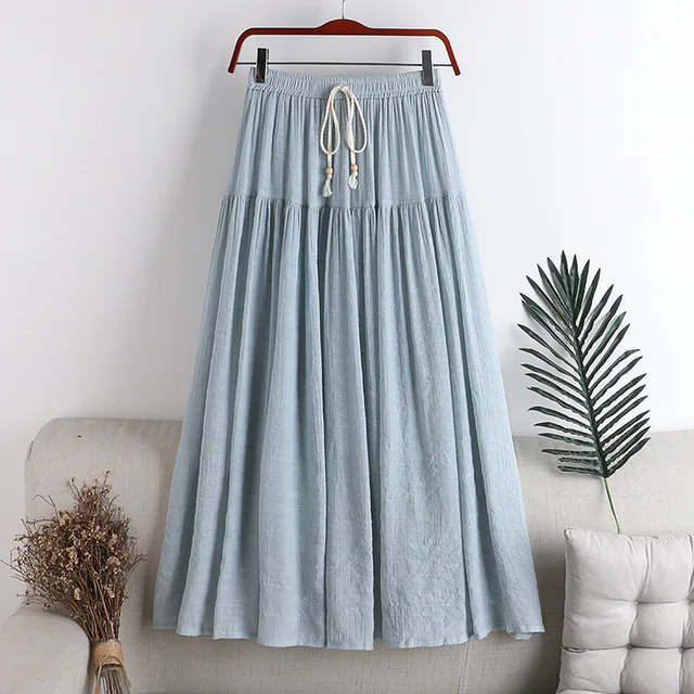 Long Linen Skirt with Buttons, Boho Skirt - Linenbee