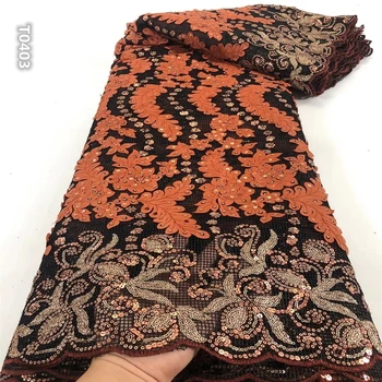 

LACE 2020 Classy French Mesh Lace Fabric With Sequins African Net Lace Fabric Nigerian Tulle Laces For Party Sew