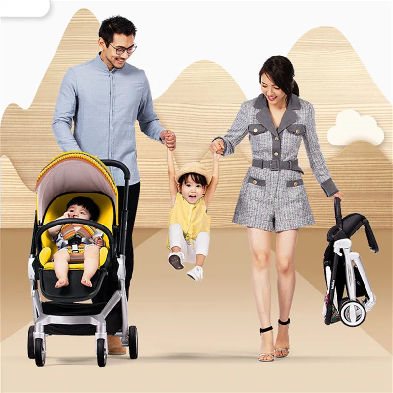 Многофункциональная Роскошная детская коляска 3 в 1 с высоким пейзажем, складная коляска для новорожденных, европейский дизайн