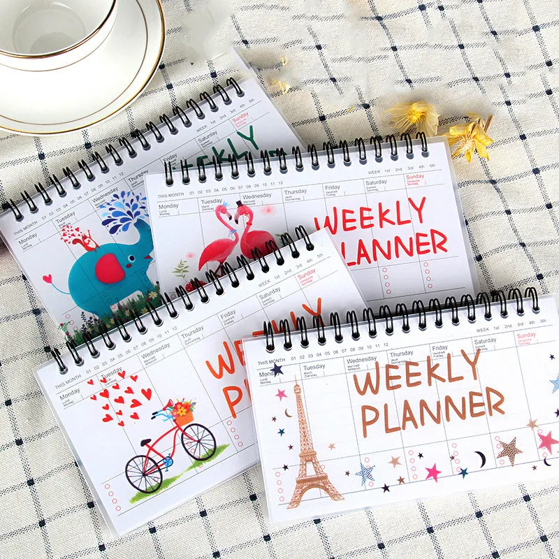 

100 Pages Lovely Flamingo Elephant Weekly Daily Planner Time Organizer Notebook School Office Supplies Stationery Notepad Agenda