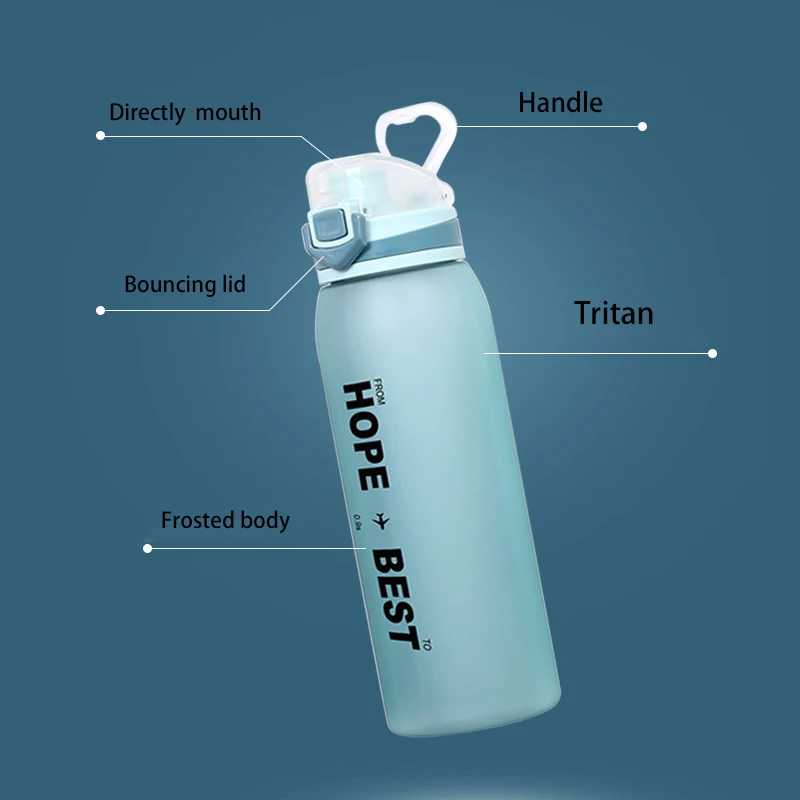 900 мл большая емкость Спортивная бутылка для воды BPA-Free тритановый пластиковый герметичная бутылка для воды и Пылезащитный колпак, петля для переноски для путешествий