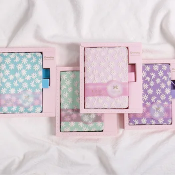 

Embroidery Cloth Paper Notebook Girls Cute Diary Planner Color Inside Page Travel Sketchbook Notebook for Gift