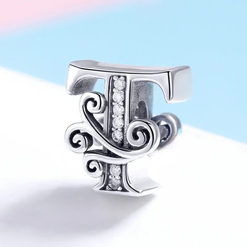 

CodeMonkey 925 Sterling Silver Name Letter Alphabet T Charm Bead Fit Original Pandora Bracelets Pendant Jewelry Making C030-T