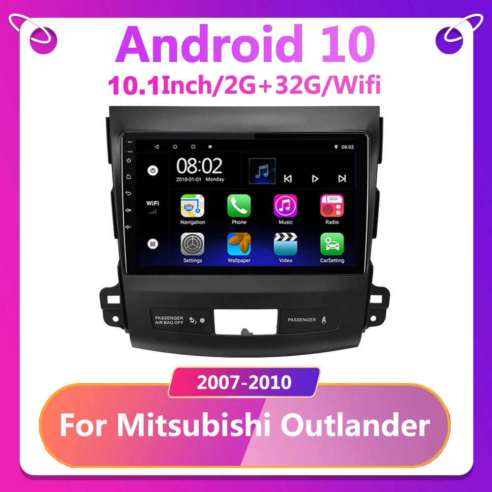 Car Android 10 Radio Multimedia Player Navigation GPS For Mitsubishi Outlander Peugeot 4007 2007 2008 2009 2010 2Din No DvD | Автомобили и