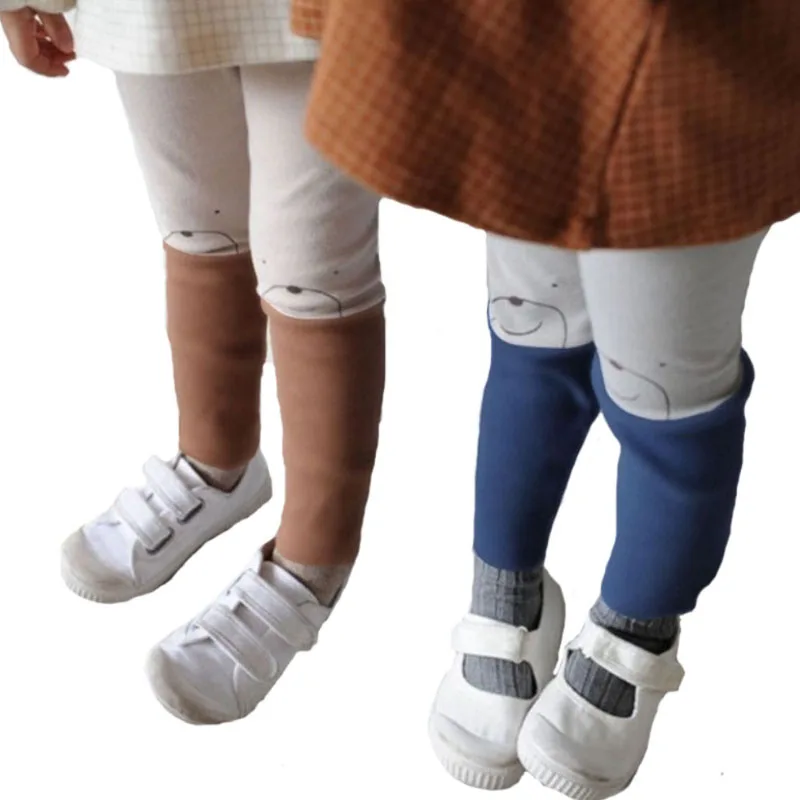 

Girls clothes spring autumn leggings pure cotton stitching stretch pit strip Korean sports trousers 2-7 y child quality clothing
