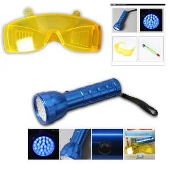 

Car 28LED UV Lights Leak Detection A/C Fluid Gas Safety Glasses Equipment Tool Flashlight