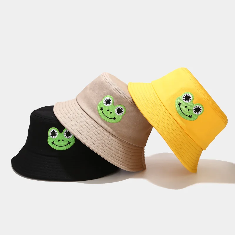 

2021 Frog Bucket Hat Women's Summer Panama Plain Outdoor Hiking Beach Fishing Cap Sunscreen Man Fisherman Hat Sunhat Bob