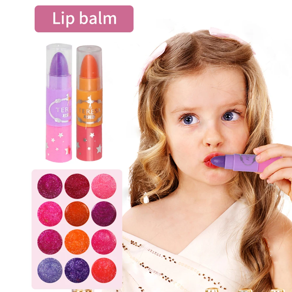 

Pretend Play Kids Cosmetic Set Makeup Palette Eye Shadow Nail Polish Lip Balm Water Powder Makeup Box for Kids Girls Gifts