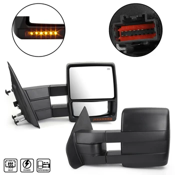 

Areyourshop Left+Right Power+Heated+LED Signal Towing Side Mirrors For Ford F150 Truck 04-06 Car Towing Mirror Auto Parts