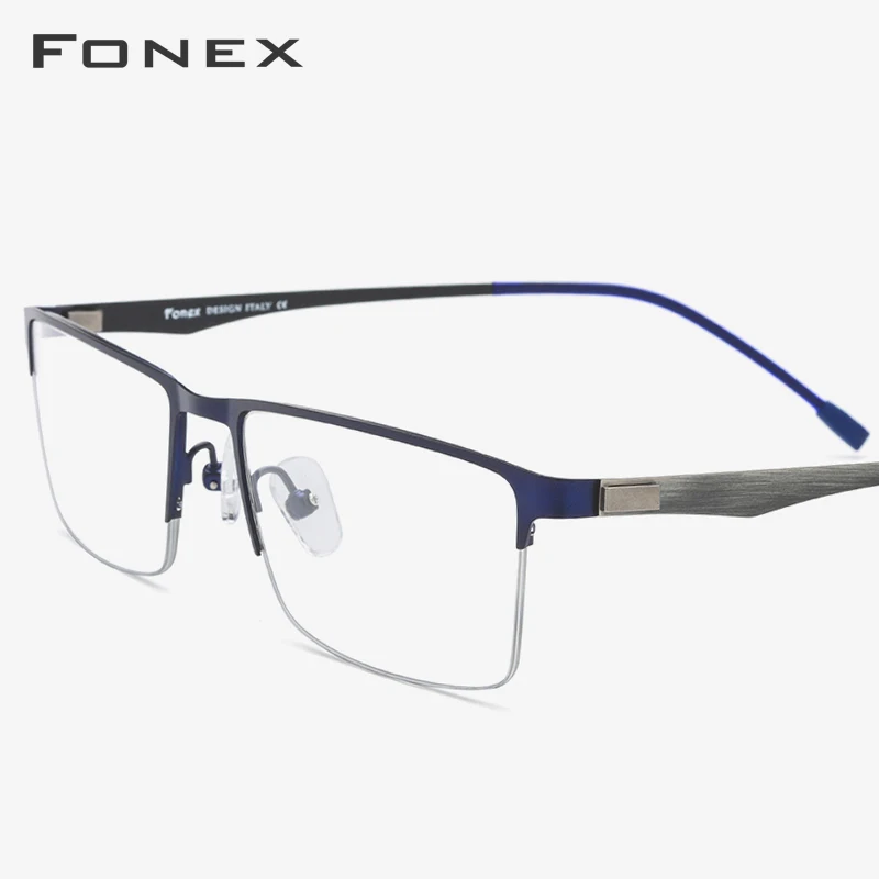 

Alloy Eyeglasses Frame Men Square Myopia Prescription Semi Rimless Half Optical Glasses Frames Screwless Eyewear 9838
