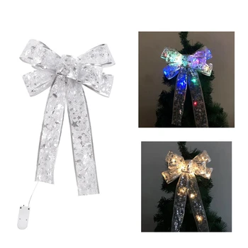 

Promotion! LED Christmas Tree Ornaments Ribbon Bows for Home Christmas Tree Wreaths Decor Lighting Ribbon Decor