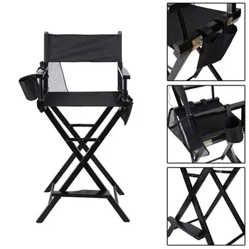 

Portable Wooden Makeup Chair With Side Bags Folding Artist Director Chair Professional Beauty Tool Make-Up Accessories