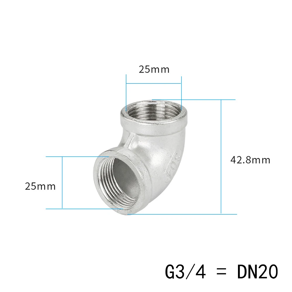 

New 3/4" BSP Elbow 90 Degree Angled Stainless Steel 304 Female Threaded Pipe Fitting Water Gas Oil DN20