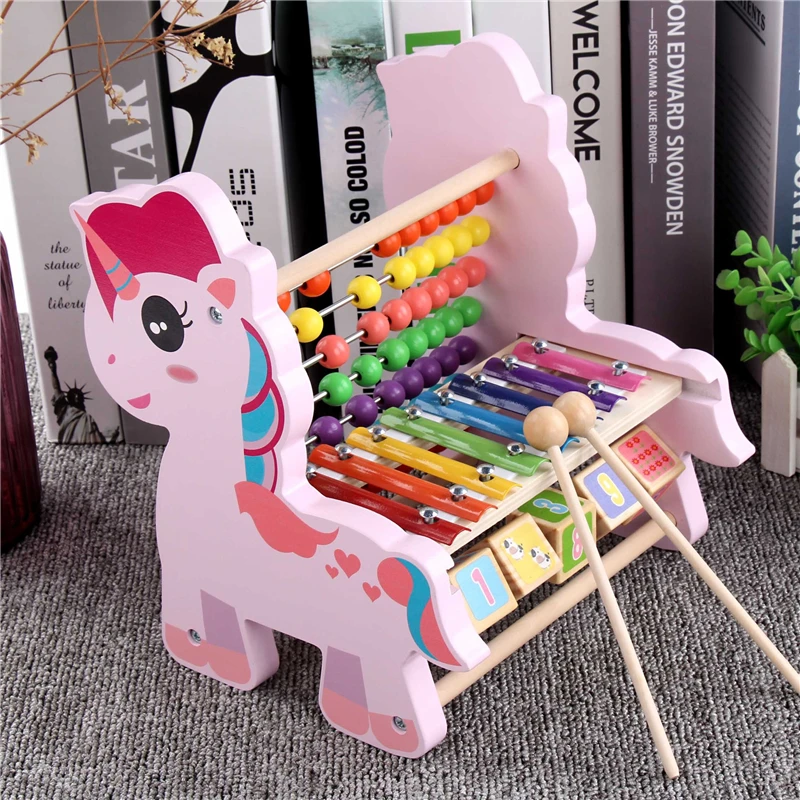 

wooden unicorn toy multi-function octave knocking piano calculation frame children's educational beaded early education toys