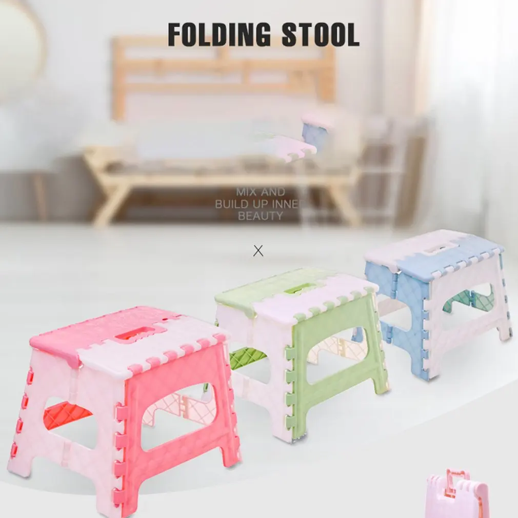 

Folding Stool Portable Chair Seat For Home Bathroom Kitchen Garden Camping Use Chair Nordic Style With Anti-skid Foot-pads