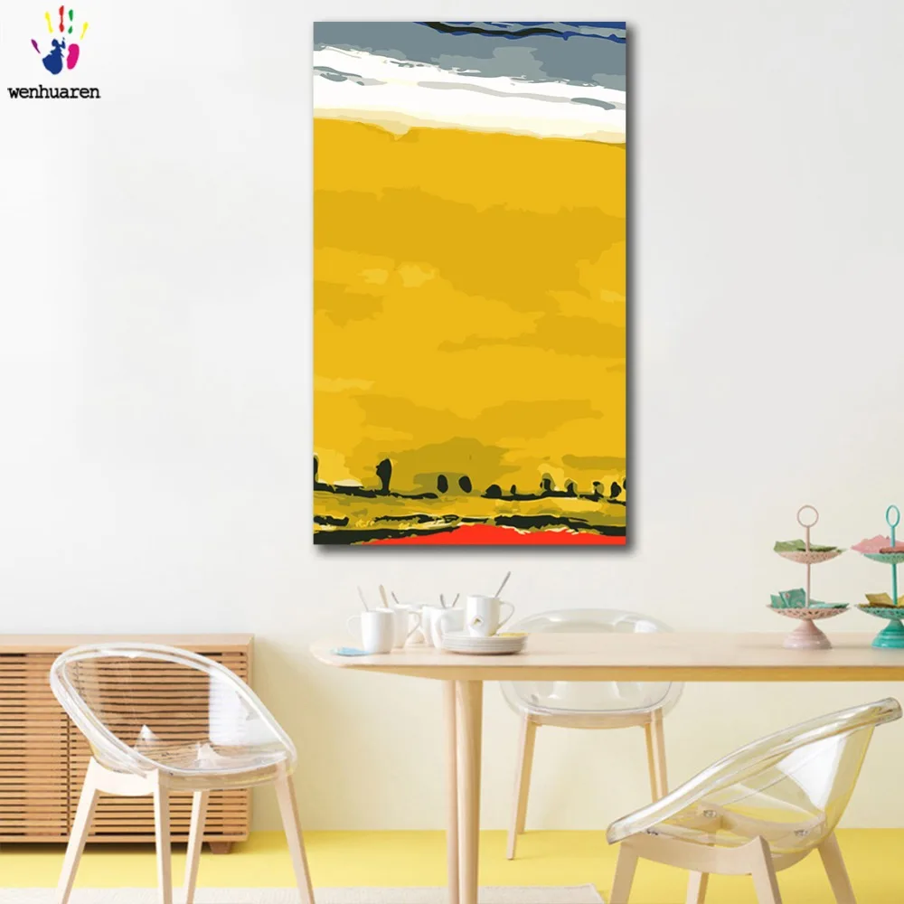 DIY картинки для раскраски по номерам с цветами Piet Cornelies Mondrian вариации картины Рисование по номерам в рамке дома