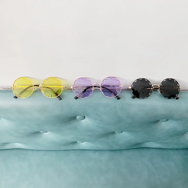 Новая мода винтажная металлическая оправа Подсолнух круглые очки детские для детей смоляные линзы Роскошные детские пляжные дорожные подарки n442
