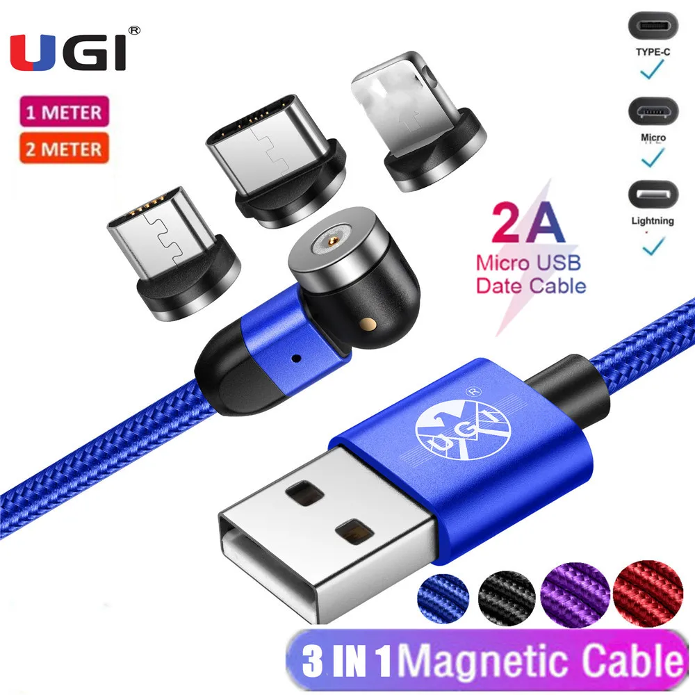 Магнитный кабель 3 в 1 Micro USB IOS USB-C м 2 540 ° А для быстрой зарядки | Мобильные телефоны