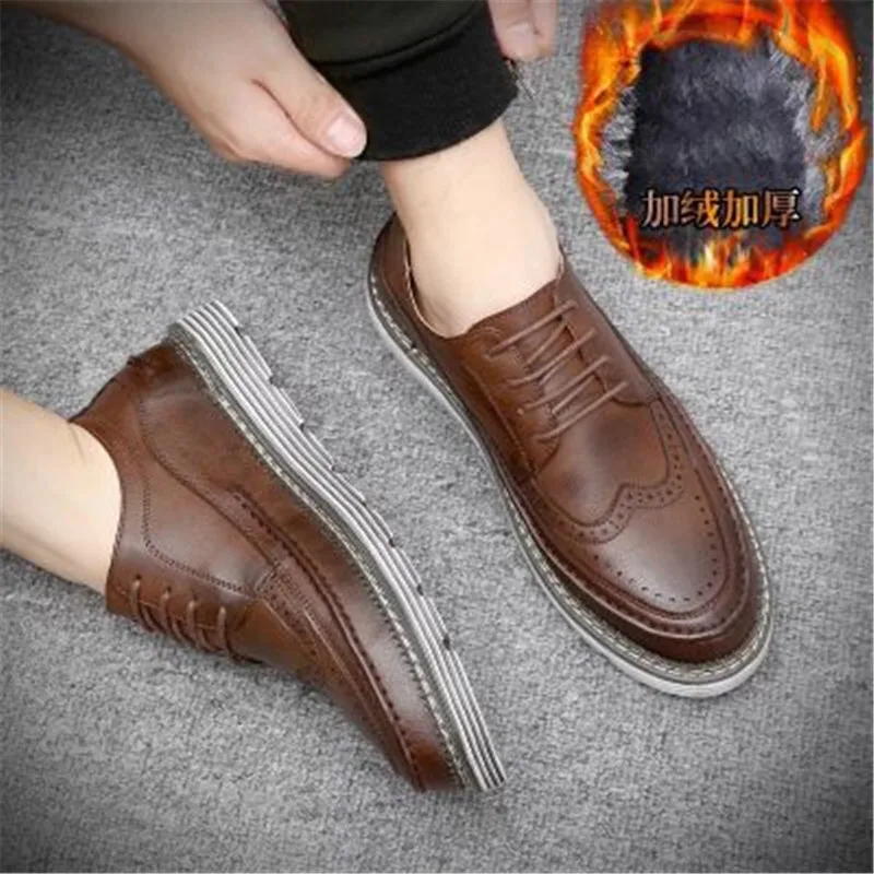 Men's shoes winter plus velvet with the same British casual shoes