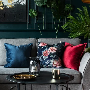 

40x60cm/45x45CM retro flower velvet cushion cover pillowcase sofa solid color throw pillow cover