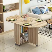 Mesa plegable de almacenamiento de madera maciza, mesa de desayuno moderna y sencilla, cocina multifunción con rodillo, mesa de centro plegable