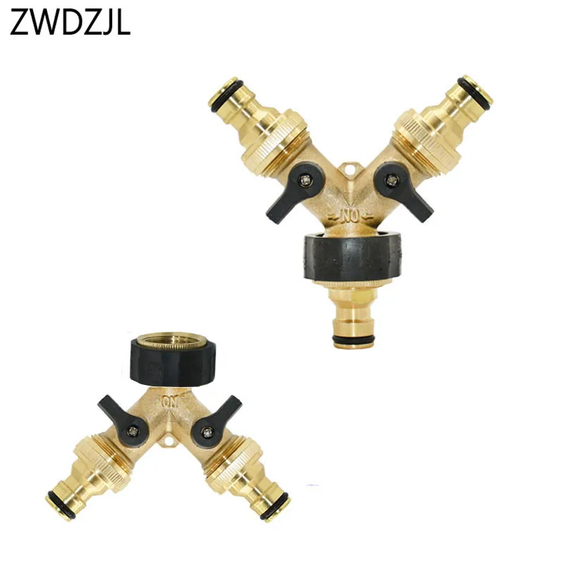 Brass Female 3/4" 2 way tap water splitter 5/8" garden tap Y Quick connector Irrigation valve Hose Pipe adapter 1pcs