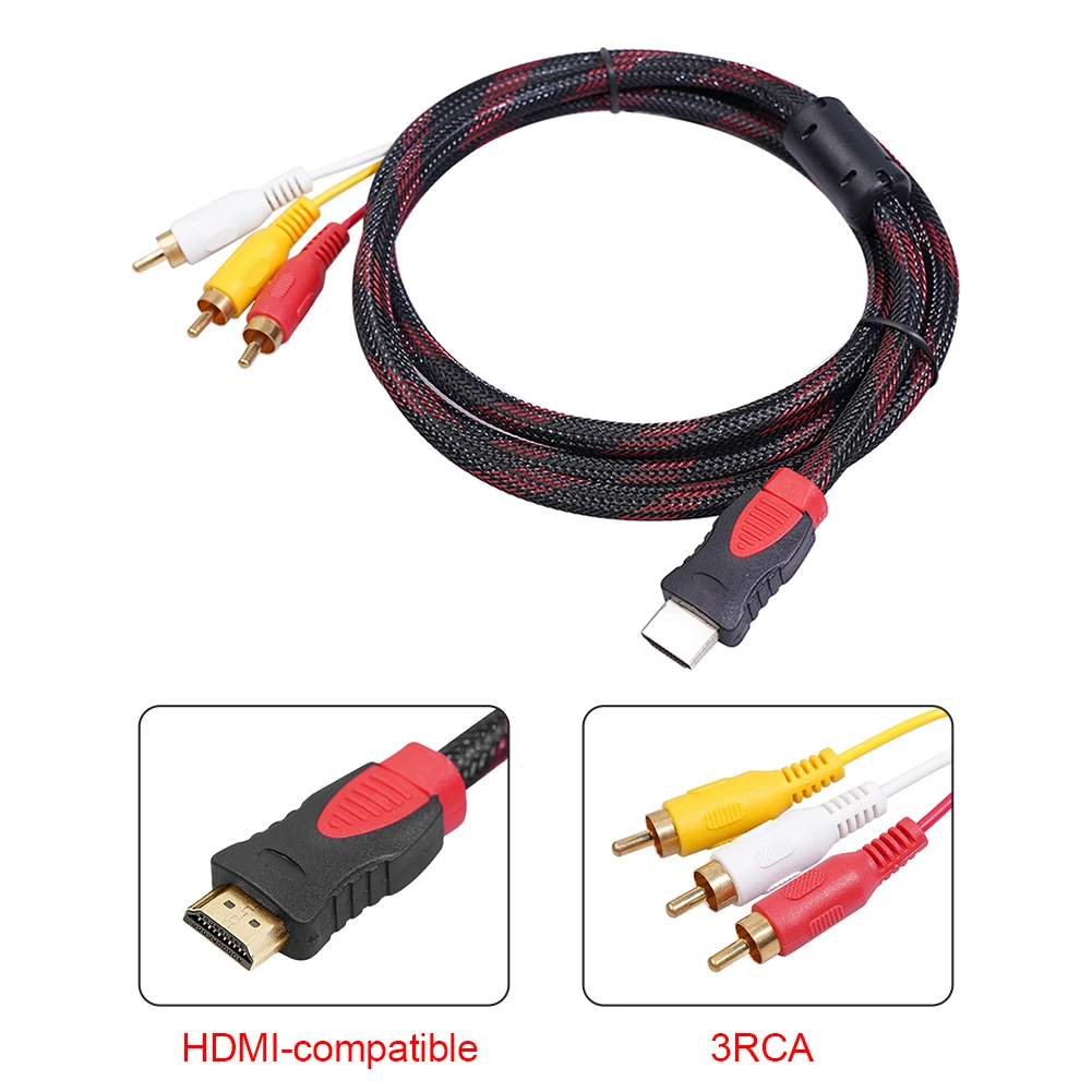 Cable HDMI Compatible con RCA, adaptador de AV Audio y de 1,5 m, Conector de extensión de convertidor para reproductor a TV|Cables HDMI| - AliExpress