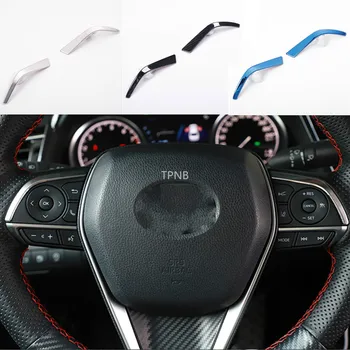 

2PCS Car Styling Stainless Steel Interior Stickers for Toyota Camry XV70 2017 2018 Steering Wheel Trim Cover Accessories