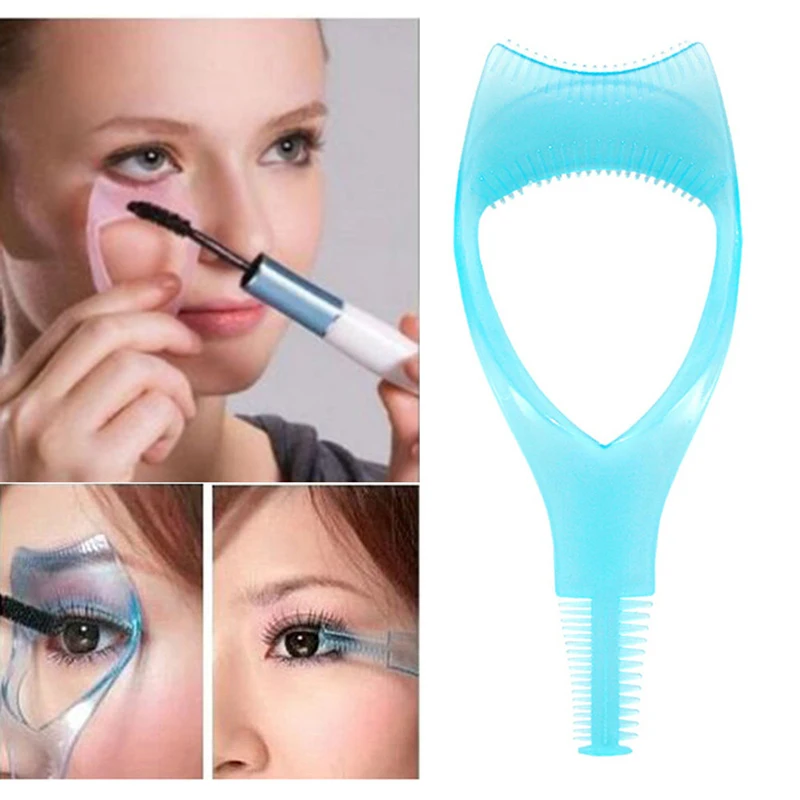 Multifunctional Fashion 3 in 1 Mascara Eyelash Brush Curler Guard Applicator Comb Cosmetic Stencil Shield Guide Make Up Tool | Красота и