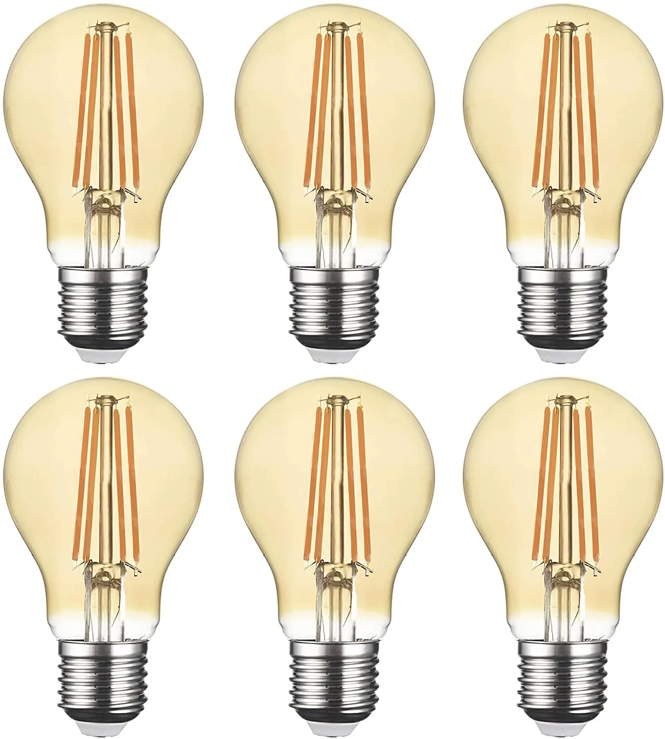 6 ламп с регулируемым светом A60 E27 LED 8W 800LM старого типа Эдисона спирали лампы
