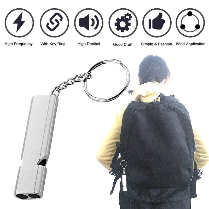 

Aluminum Alloy Blow Whistle Portable First Aid Whistle Durable SOS Tools Double Hole Whistle Outdoor Gadget Survival Tools